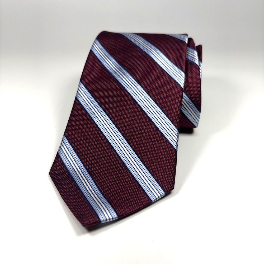 Brooks Brothers Makers & Merchants Mens Tie Red White Blue Striped Repp Silk